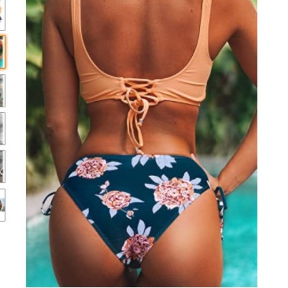 CUPSHE Women's Bikini Swimsuit Front Cross Lace Up Twos size S NWT - Picture 2 of 12